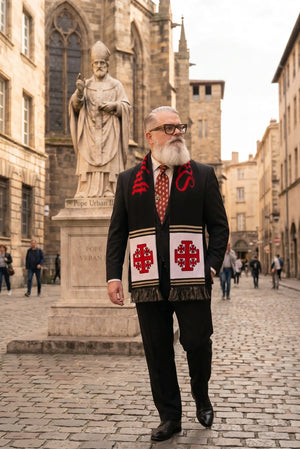 Deus Vult Knights Templar Crusader Jerusalem Cross Catholic Scarf