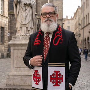 Deus Vult Knights Templar Crusader Jerusalem Cross Catholic Scarf
