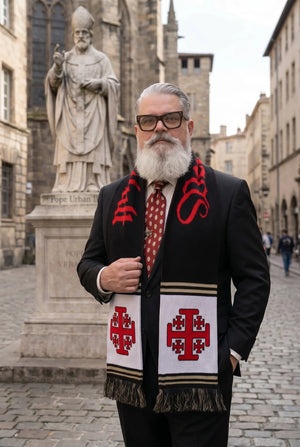 Deus Vult Knights Templar Crusader Jerusalem Cross Catholic Scarf