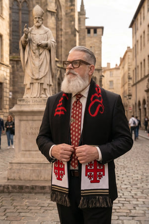 Deus Vult Knights Templar Crusader Jerusalem Cross Catholic Scarf