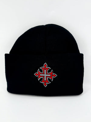 Fleury Cross Embroidered Knit Beanie