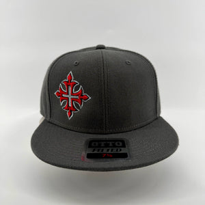 Fleury Cross 3D Puff Embroidered Charcoal Fitted Hat