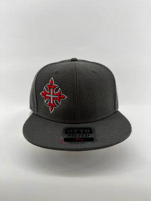 Fleury Cross 3D Puff Embroidered Charcoal Fitted Hat
