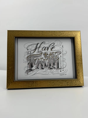 Have Faith Hand Embellished Christian Greeting Card Gold or Silver Signed Art