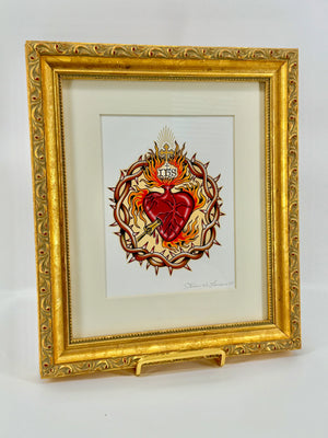 Sacred Heart of Jesus Professionally Framed Artist Signed Original Print