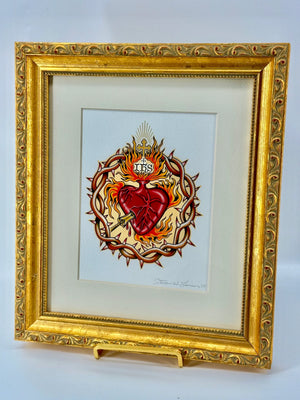 Sacred Heart of Jesus Professionally Framed Artist Signed Original Print