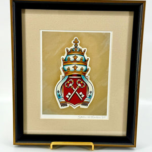 Gregory the Great Papal Headpiece Professionally Framed Artist Signed Original Print