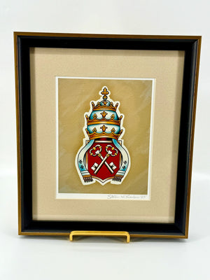 Gregory the Great Papal Headpiece Professionally Framed Artist Signed Original Print