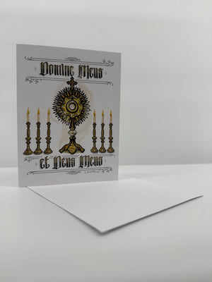 Monstrance Hand Embellished Catholic Greeting Card Gold Accents, Signed Art Card
