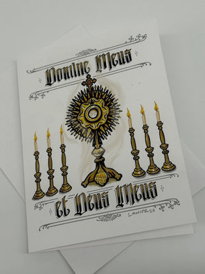Monstrance Hand Embellished Catholic Greeting Card Gold Accents, Signed Art Card