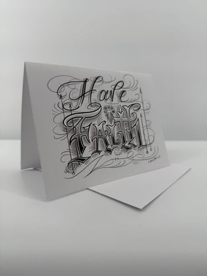 Have Faith Hand Embellished Christian Greeting Card Gold or Silver Signed Art