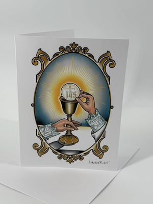 Priest Ordination Hand-Embellished Catholic Eucharistic Greeting Card