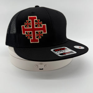 Jerusalem Cross Glow in the Dark Embroidered Trucker Hat – Crusader's Cross Snapback