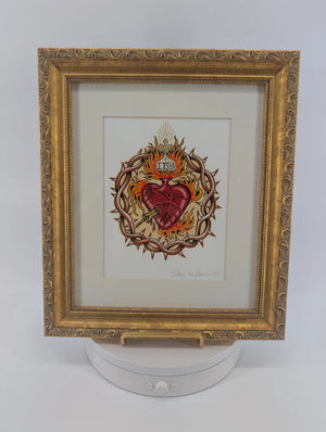 Sacred Heart of Jesus Professionally Framed Artist Signed Original Print