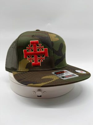 Jerusalem Cross Crusader Cross 3D Premium Puff Embroidered Hat Snapback
