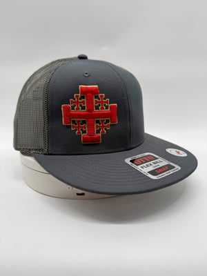 Jerusalem Cross Crusader Cross 3D Premium Puff Embroidered Hat Snapback
