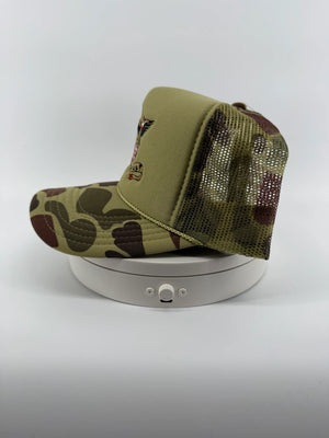 Deus Vult Banner with Crusader Jerusalem Cross Shield and Eagle Embroidered Camo Hat
