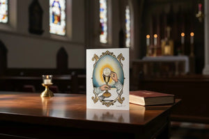Priest Ordination Hand-Embellished Catholic Eucharistic Greeting Card