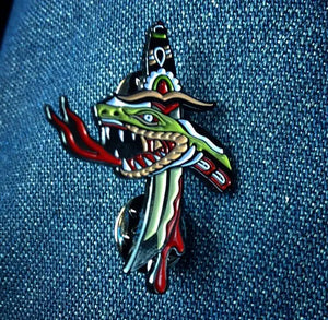 Severed Snake Head Pin