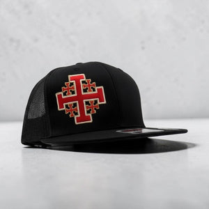 Jerusalem Cross Glow in the Dark Embroidered Trucker Hat – Crusader's Cross Snapback