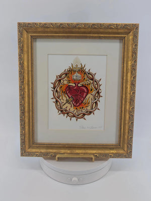 Sacred Heart of Jesus Professionally Framed Artist Signed Original Print