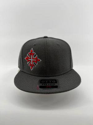 Fleury Cross 3D Puff Embroidered Charcoal Fitted Hat
