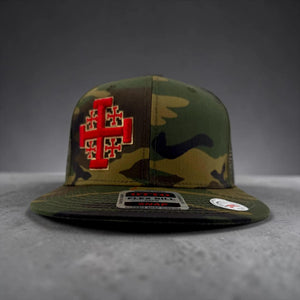Jerusalem Cross Crusader Cross 3D Premium Puff Embroidered Hat Snapback