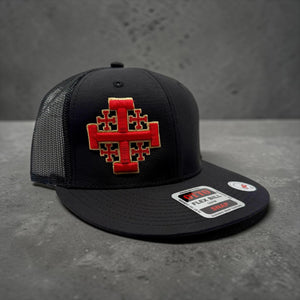 Jerusalem Cross Crusader Cross 3D Premium Puff Embroidered Hat Snapback