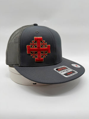 Jerusalem Cross Crusader Cross 3D Premium Puff Embroidered Hat Snapback