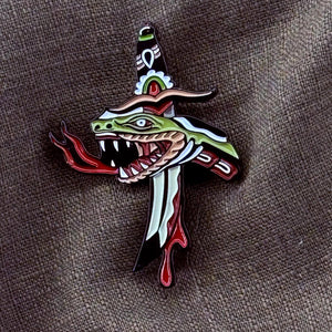 Severed Snake Head Pin