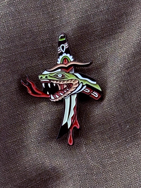 Severed Snake Head Pin