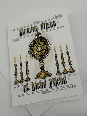 Monstrance Hand Embellished Catholic Greeting Card Gold Accents, Signed Art Card