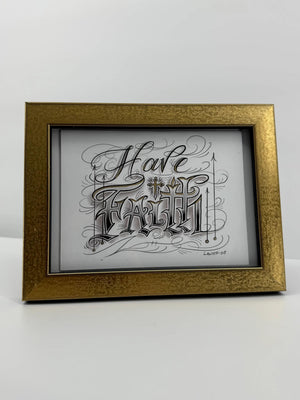 Have Faith Hand Embellished Christian Greeting Card Gold or Silver Signed Art