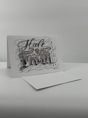 Have Faith Hand Embellished Christian Greeting Card Gold or Silver Signed Art