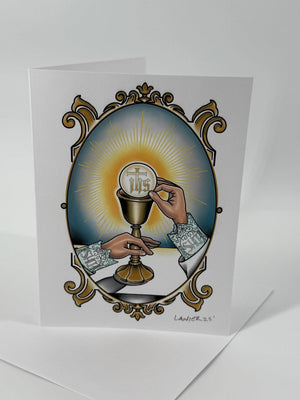 Priest Ordination Hand-Embellished Catholic Eucharistic Greeting Card