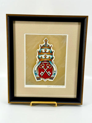 Gregory the Great Papal Headpiece Professionally Framed Artist Signed Original Print