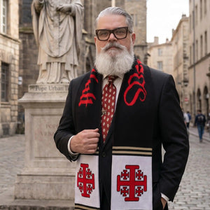Deus Vult Knights Templar Crusader Jerusalem Cross Catholic Scarf