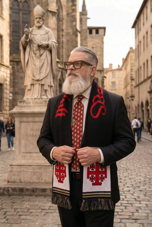 Deus Vult Knights Templar Crusader Jerusalem Cross Catholic Scarf