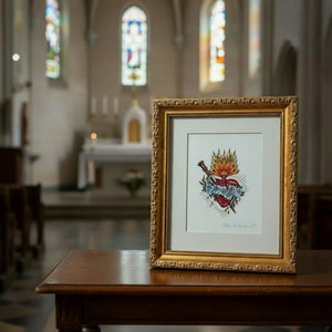 Immaculate Heart of Mary Professionally Framed Artist Signed Original Print