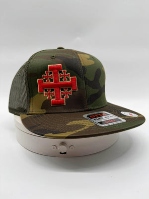 Jerusalem Cross Crusader Cross 3D Premium Puff Embroidered Hat Snapback