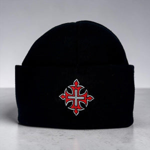 Fleury Cross Embroidered Knit Beanie