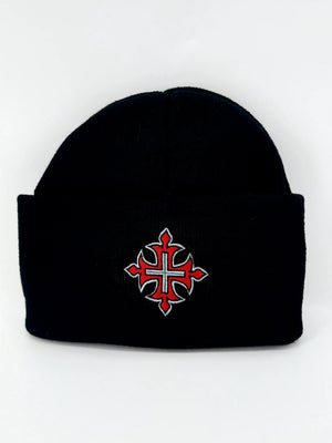 Fleury Cross Embroidered Knit Beanie