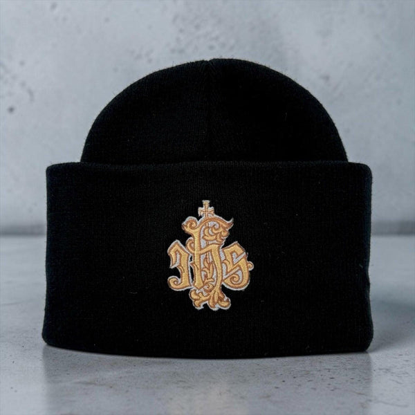 IHS Christogram Embroidered Knit Beanie