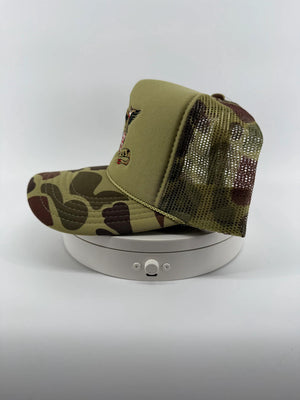 Deus Vult Banner with Crusader Jerusalem Cross Shield and Eagle Embroidered Camo Hat