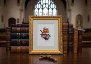Immaculate Heart of Mary Professionally Framed Artist Signed Original Print