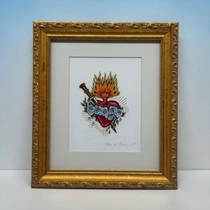 Immaculate Heart of Mary Professionally Framed Artist Signed Original Print