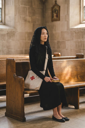 Catholic Cross Canvas Messenger Bag | Faith-Inspired Crossbody Bag