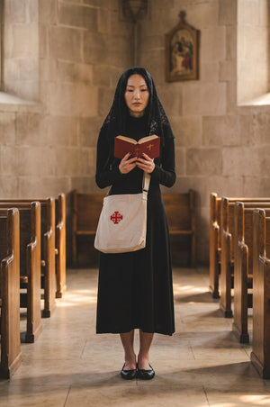 Catholic Cross Canvas Messenger Bag | Faith-Inspired Crossbody Bag