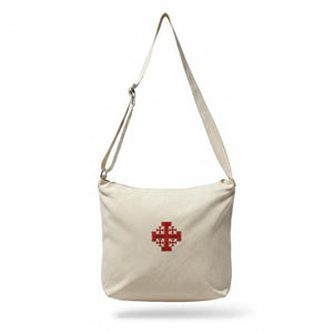 Catholic Cross Canvas Messenger Bag | Faith-Inspired Crossbody Bag