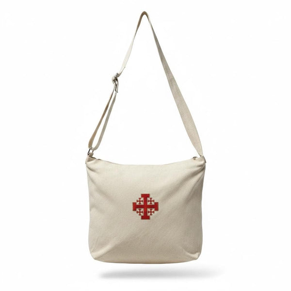 Catholic Cross Canvas Messenger Bag | Faith-Inspired Crossbody Bag
